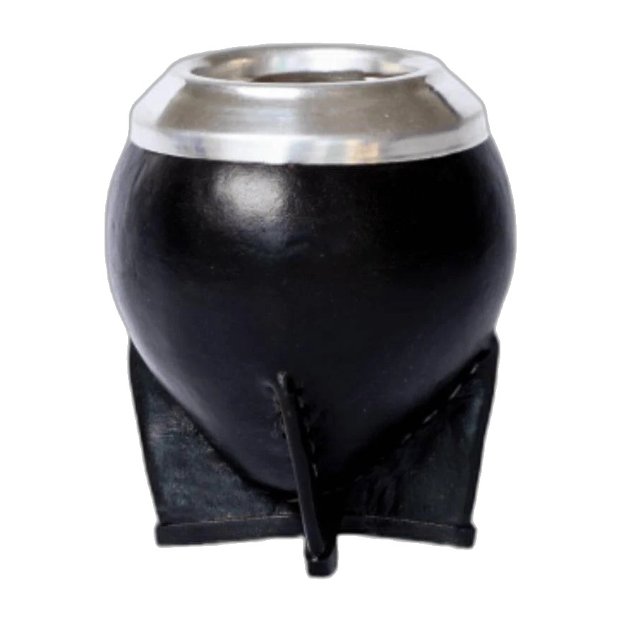 Mate Torpedo Calabaza forrado en cuero negro