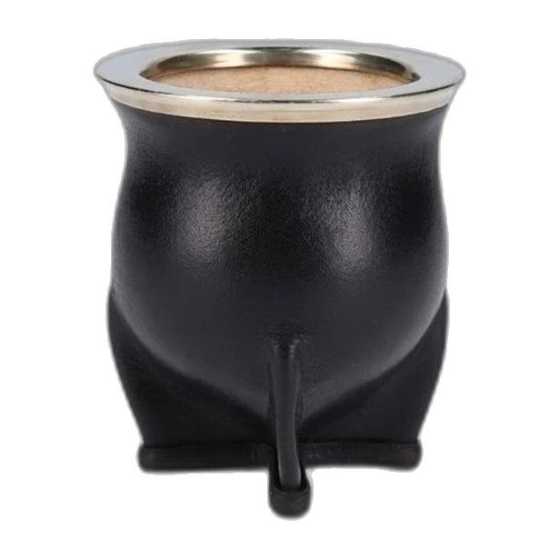 Mate Camionero Calabaza forrado en cuero negro.
