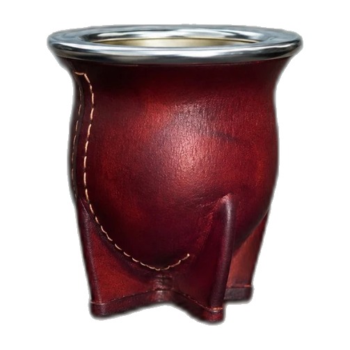 Mate Camionero Calabaza forrado en cuero marron